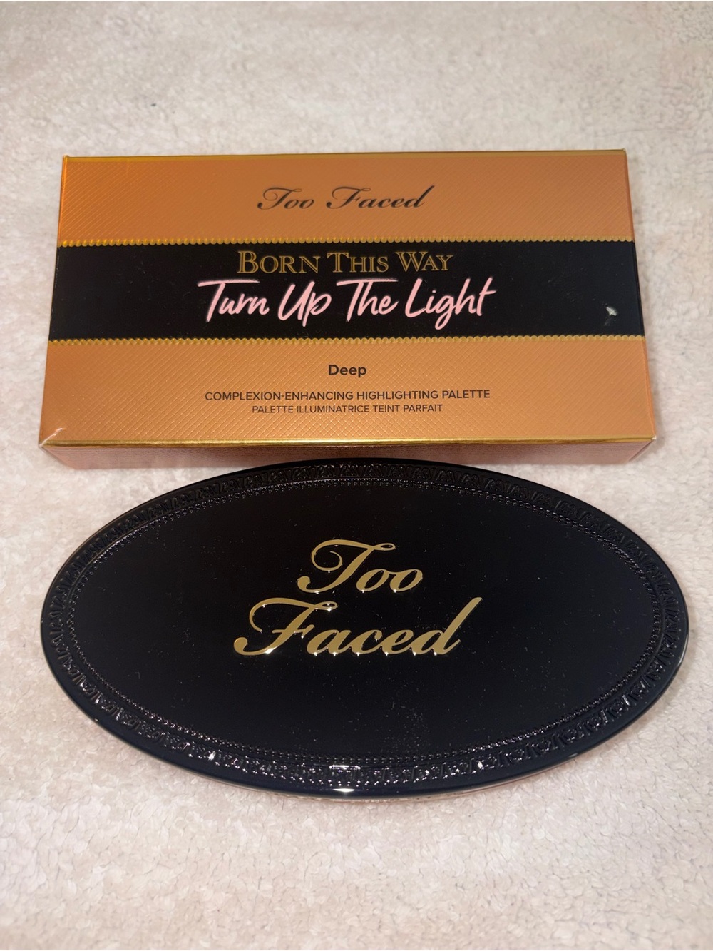 Two Faced Born This Way complexion enhancing highlighting palette in Deep